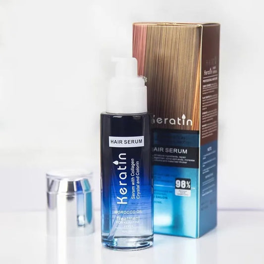 Keratin Hair Serum with Collagen & Morocco Oil 80 ml | Intensive Treatment for Damaged Hair Professional Salon Formula for Moisturizing, Smoothing, Nutrition, and Shine | Hair Keratin Serum