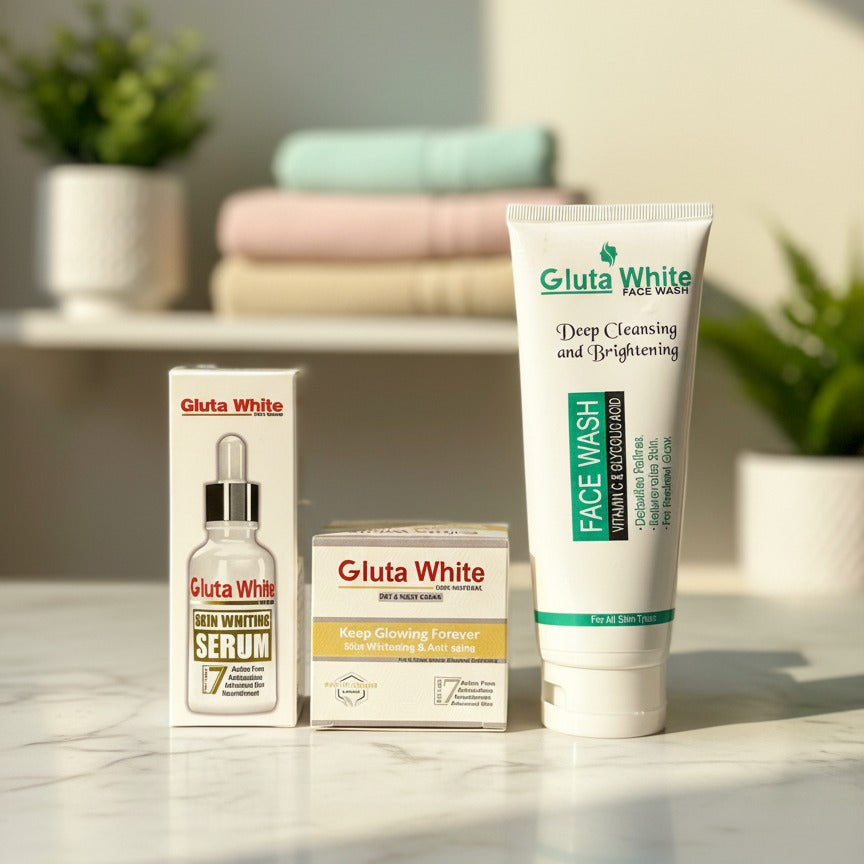 Gluta Facewash 100ml & Gluta Serum 30ml Deal – Skin Brightening, Anti-Aging, Deep Cleansing & Nourishing Skincare Combo